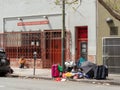 Homeless and drug users line up outside Tenderloin Housing Clinic
